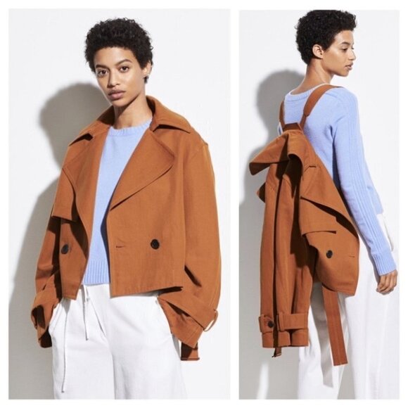 NWT Vince Cropped Belted Jacket in Dark Sienna XXS SOLD OUT - Picture 1 of 13